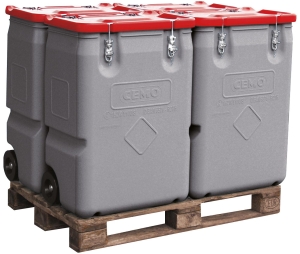 (obrázek pro) MOBIL-BOX pro skladování a přepravu nebezpečných materiálů 250 l, červený